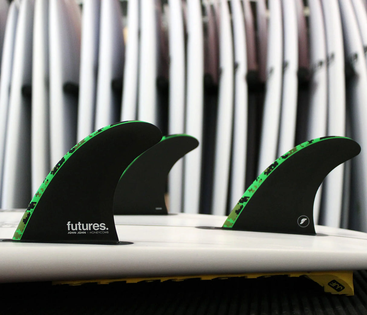 Futures Fins JJF Honeycomb GROM Thruster Fin Set - Black/Green