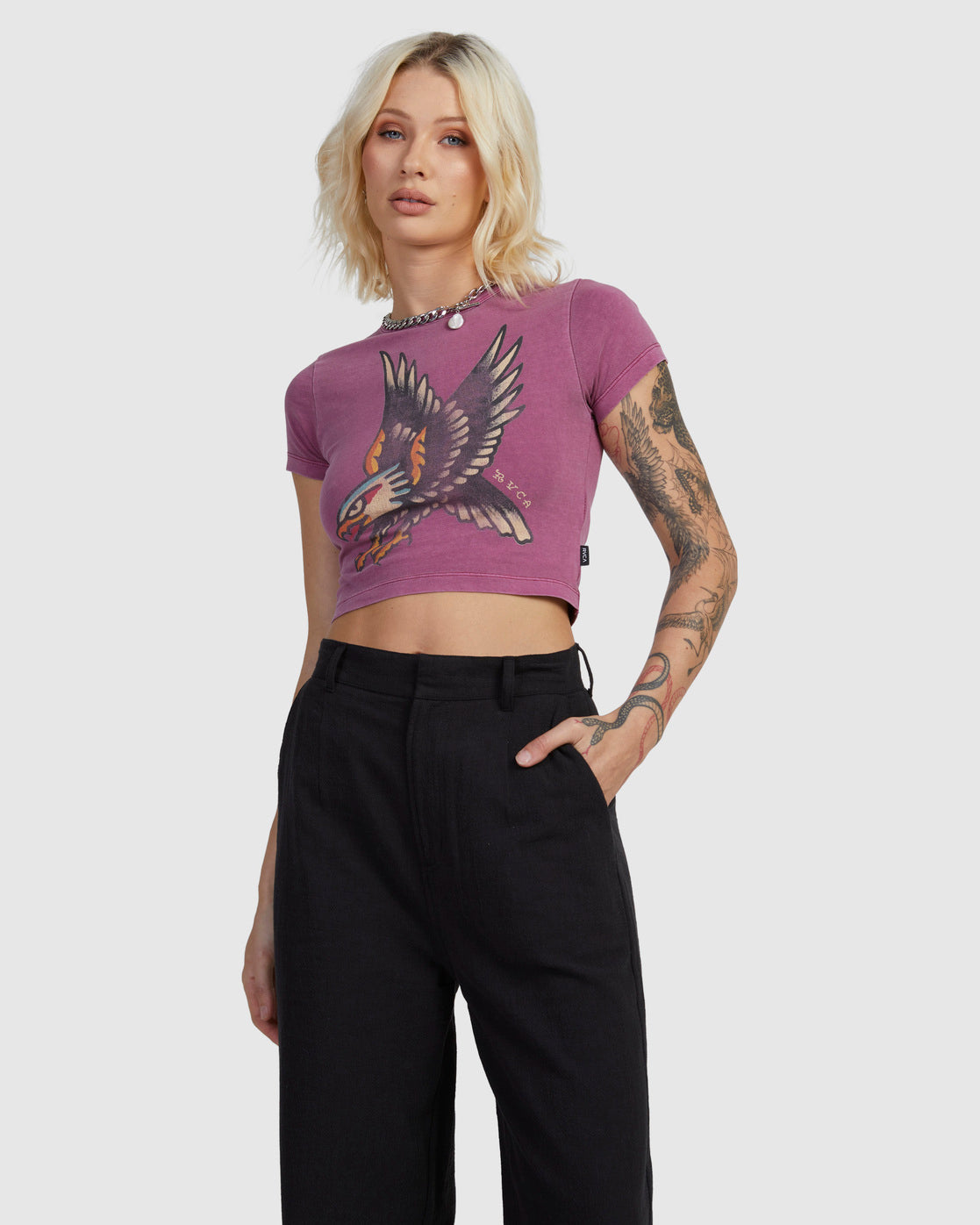 RVCA Womens Krak Eagle Baby Tee