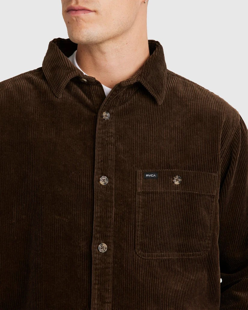 RVCA Mens Wide Load Cord Long Sleeve Shirt