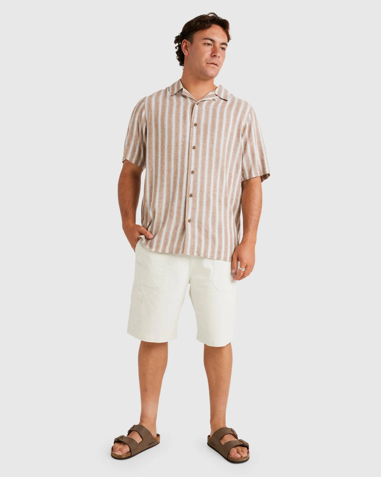 RVCA Mens Beat Stripe Vintage Short Sleeve Shirt