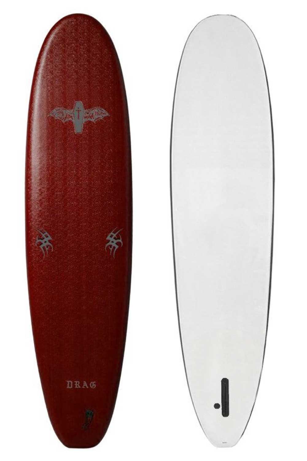 Drag Board Co Coffin 7’0 Single Fin Softboard Burgundy