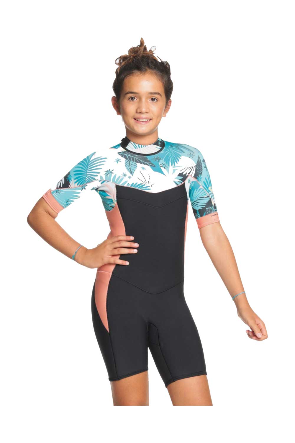ROXY Girls 8-16 2/2mm Syncro Back Zip Short Sleeve Springsuit Wetsuit