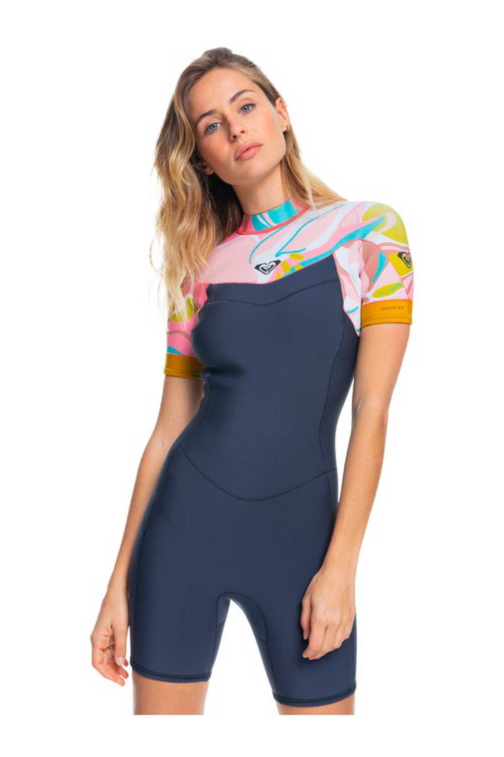 ROXY Womens 2/2mm Syncro Back Zip Short Sleeve Springsuit Wetsuit