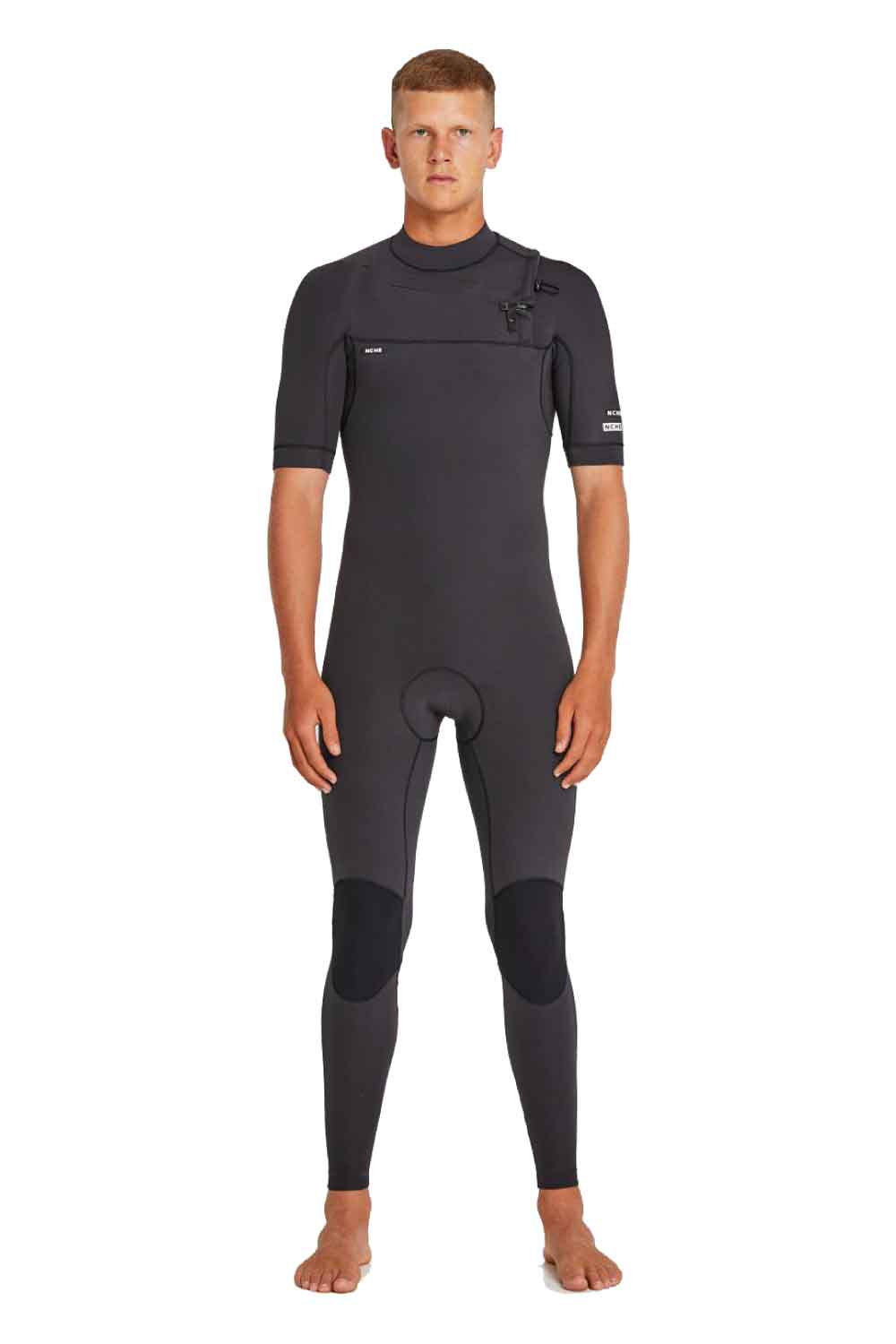 NCHE 2mm Chest Zip Short Arm Steamer Black