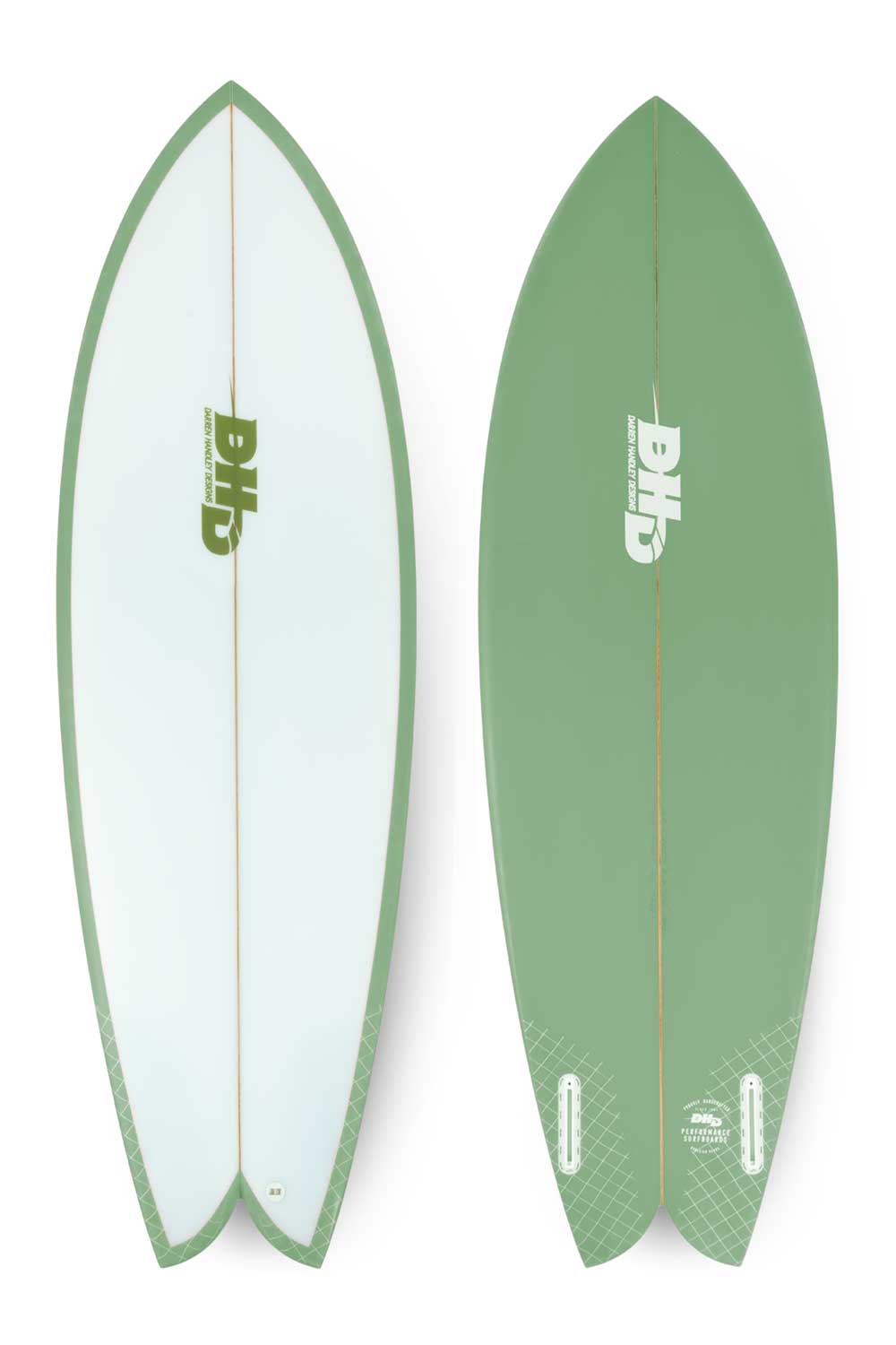 DHD Mini Twin Summer Series Fish Surfboard green