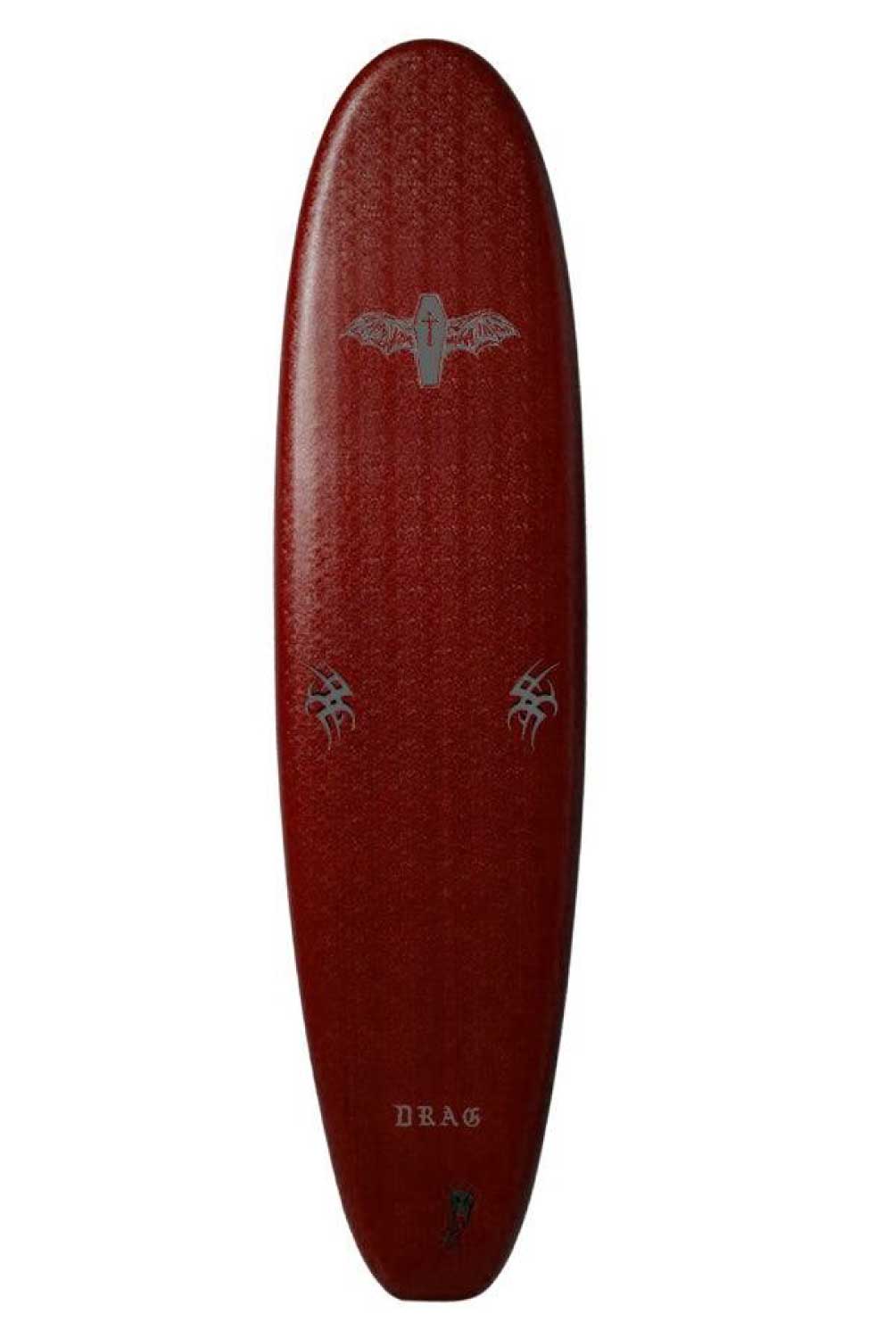 Drag Board Co Coffin 7’0 Single Fin Softboard Burgundy