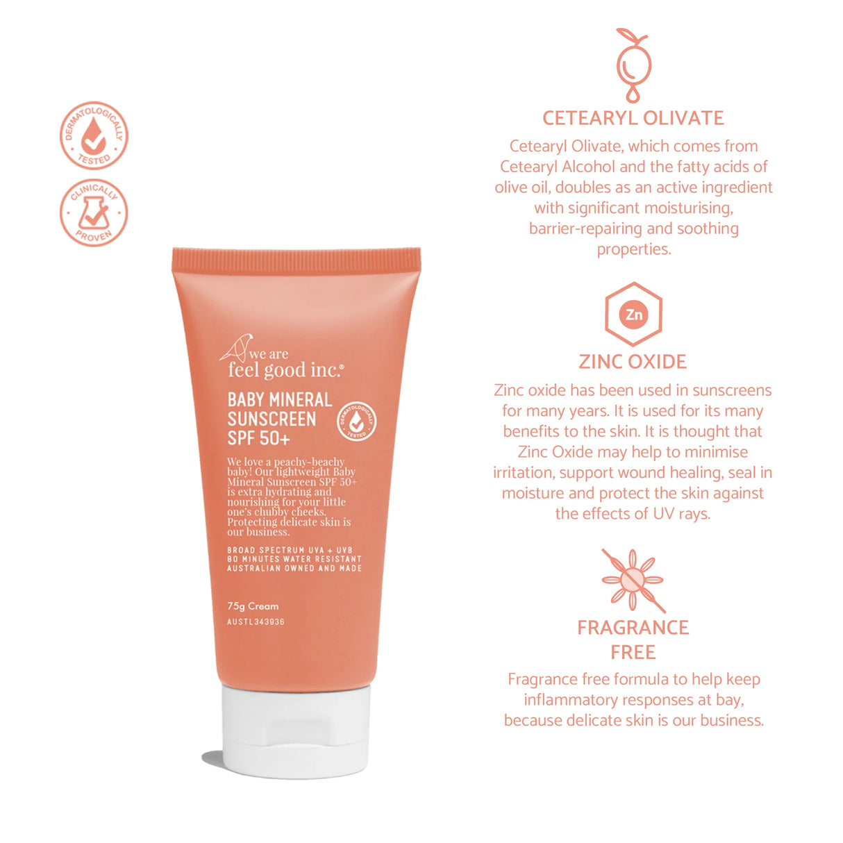 We are feel good inc. Baby Mineral Sunscreen SPF50+ 75mL | Sanbah Australia