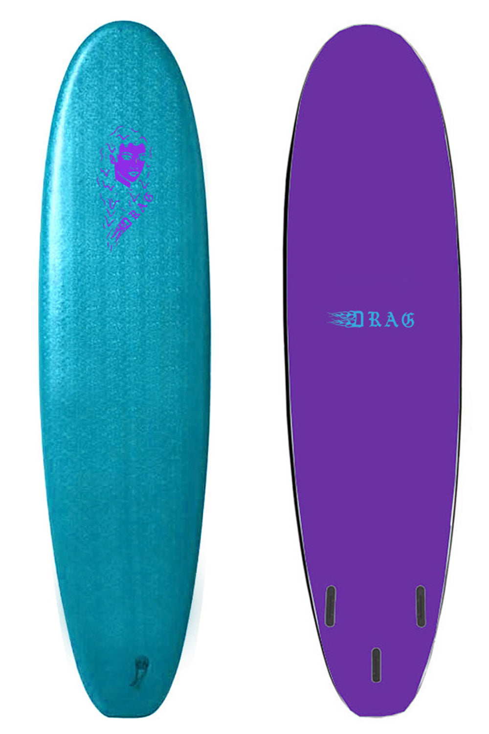 7ft Drag Board Co Coffin Softboard - Fins included