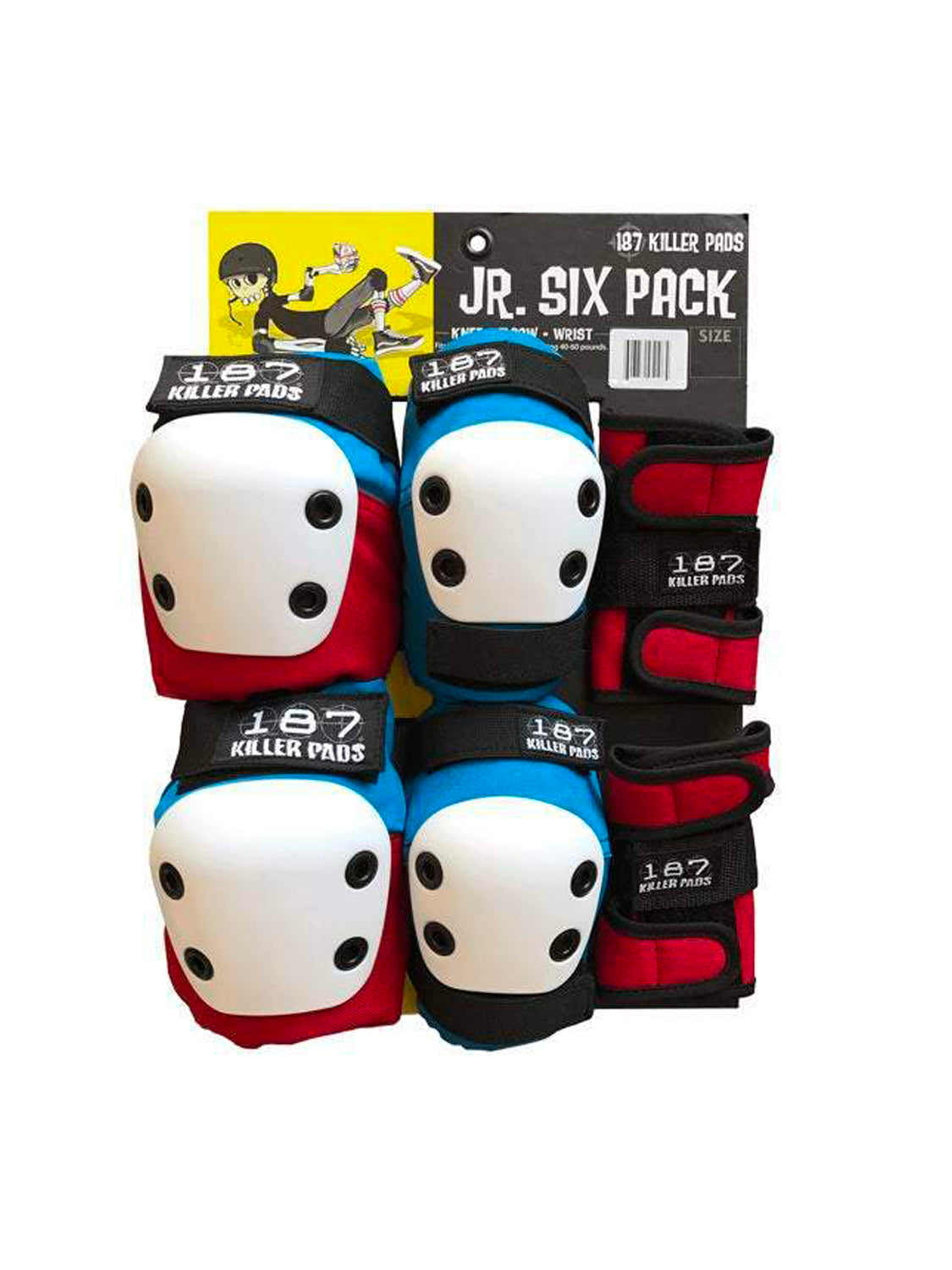 187 Killer Pads Junior Six Pack - Red / White / Blue