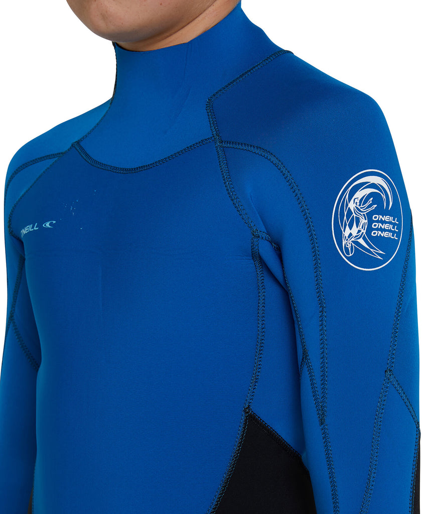 O'Neill Kids Boys Defender 3/2mm Steamer Back Zip Wetsuit - Black/Ultrablue