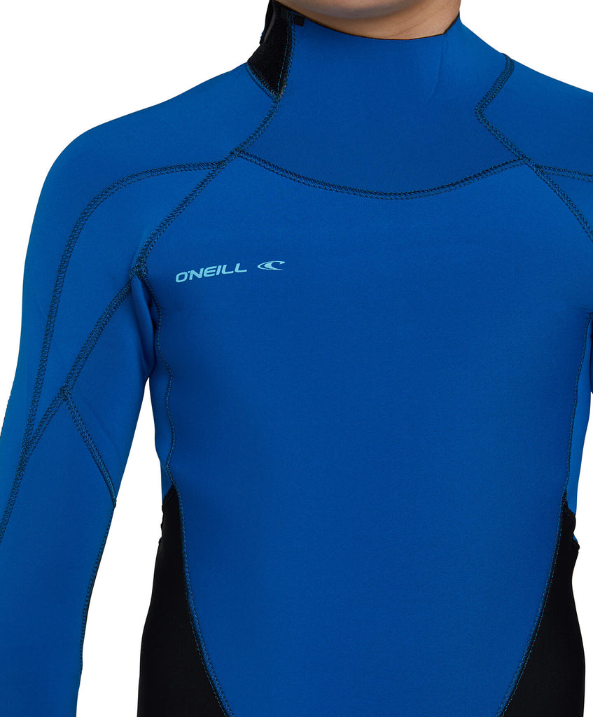 O'Neill Kids Boys Defender 3/2mm Steamer Back Zip Wetsuit - Black/Ultrablue