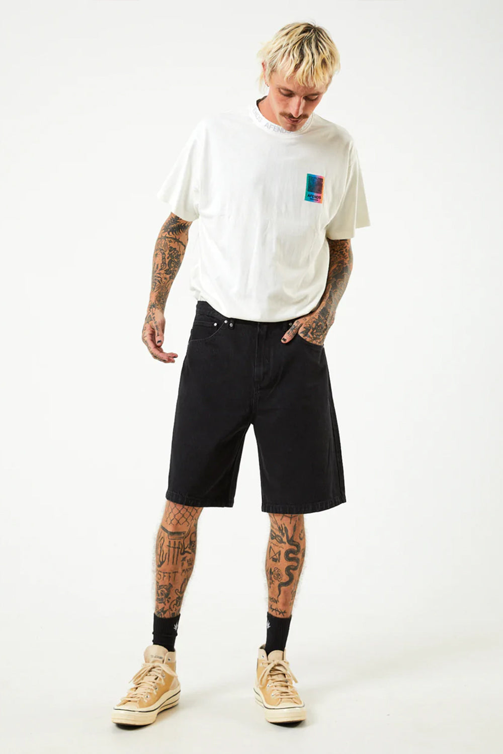 Afends Mens Lil C Organic Denim Baggy Shorts | Sanbah Australia