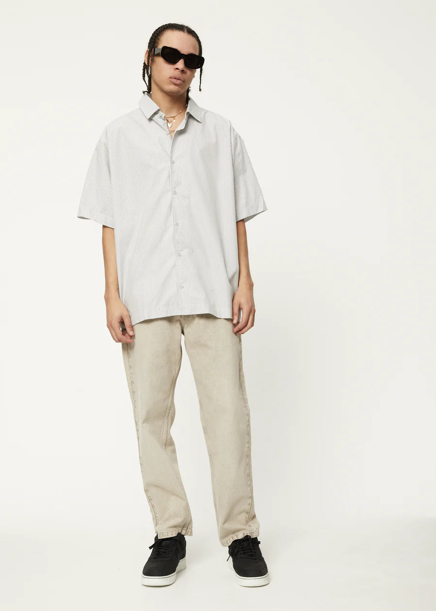 Afends Mens Locked Up Recycled Striped Short Sleeve Shirt