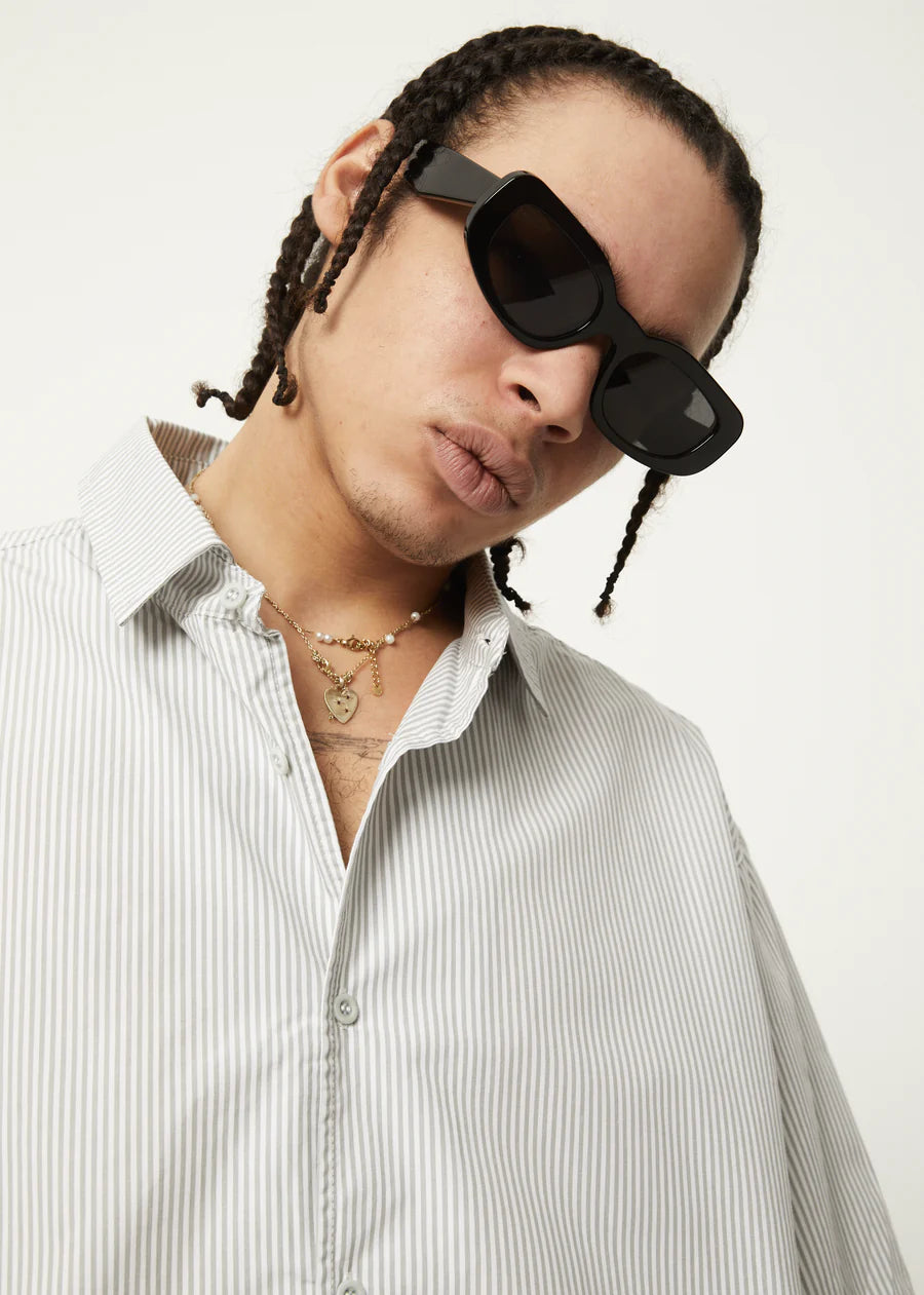 Afends Mens Locked Up Recycled Striped Short Sleeve Shirt