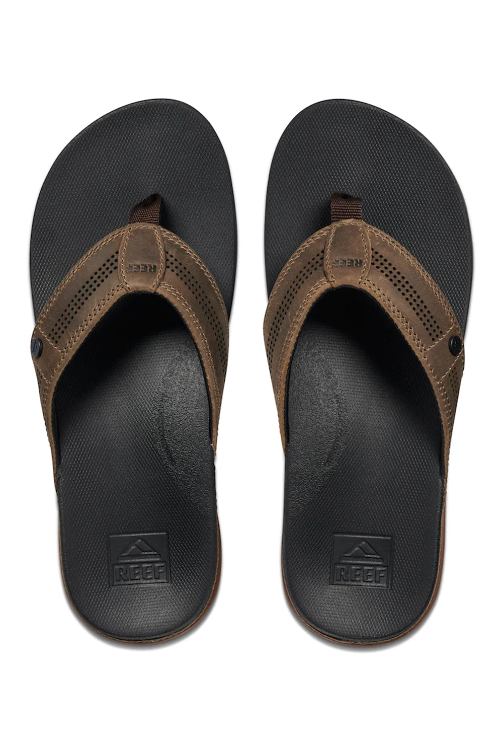 Reef Mens Cushion Lux Thongs - Tan/Black | Sanbah Australia