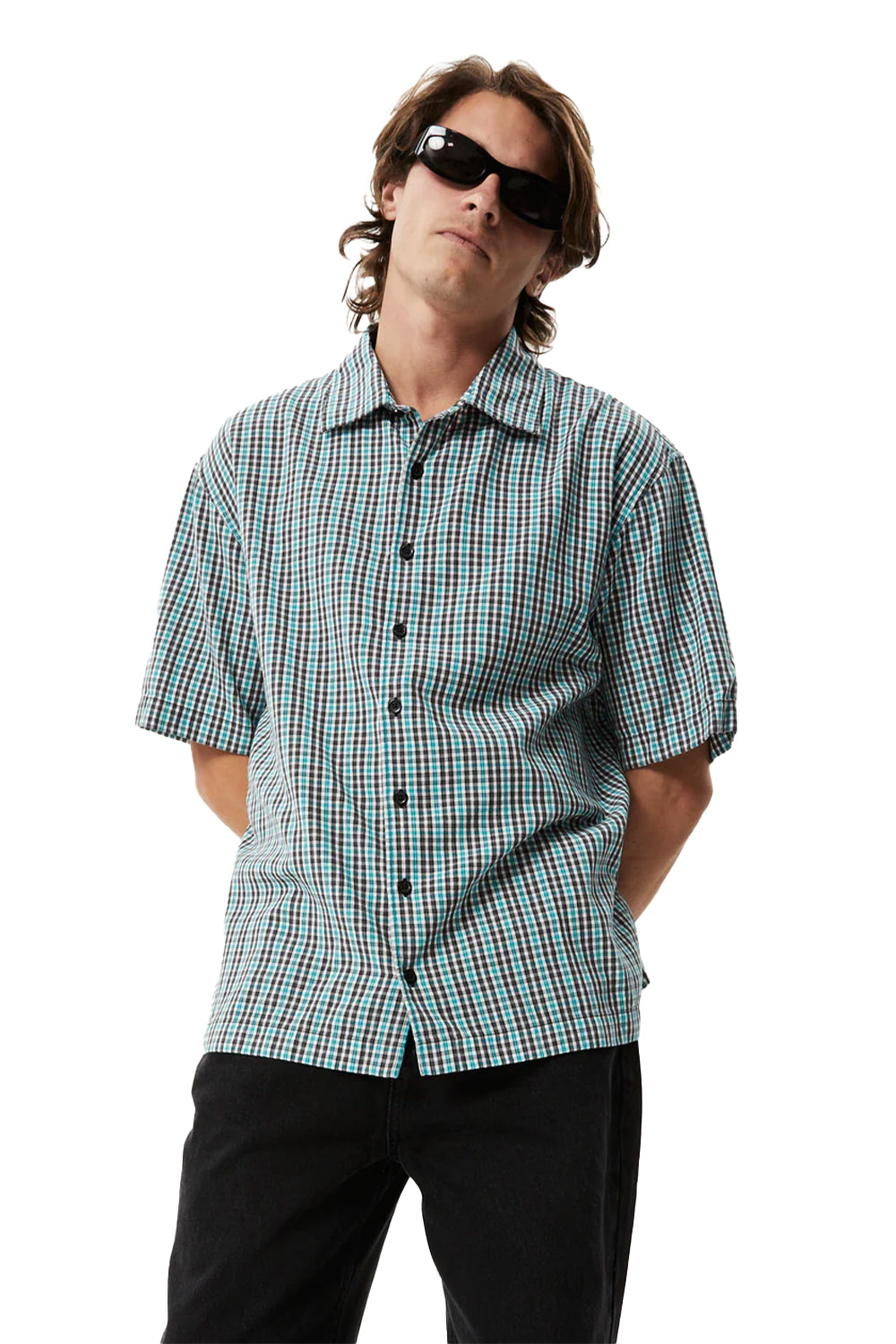 Afends Mens Checkers Recycled Check Short Sleeve Shirt