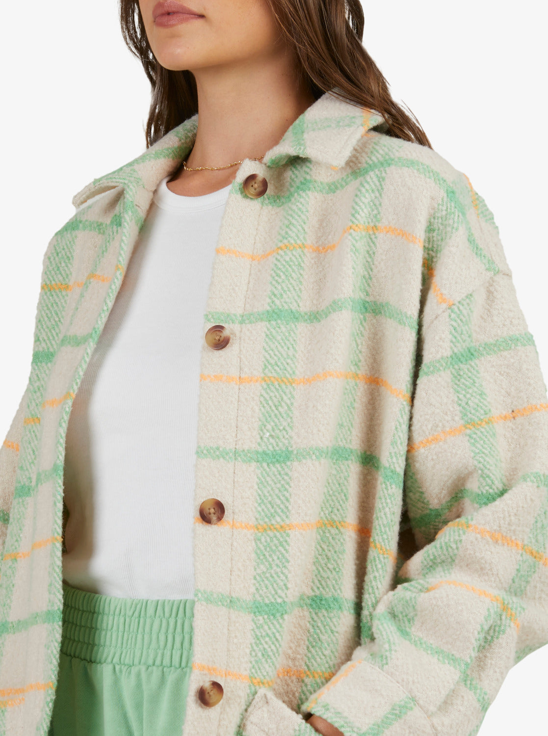 Roxy Womens Check It Out Oversized Overshirt