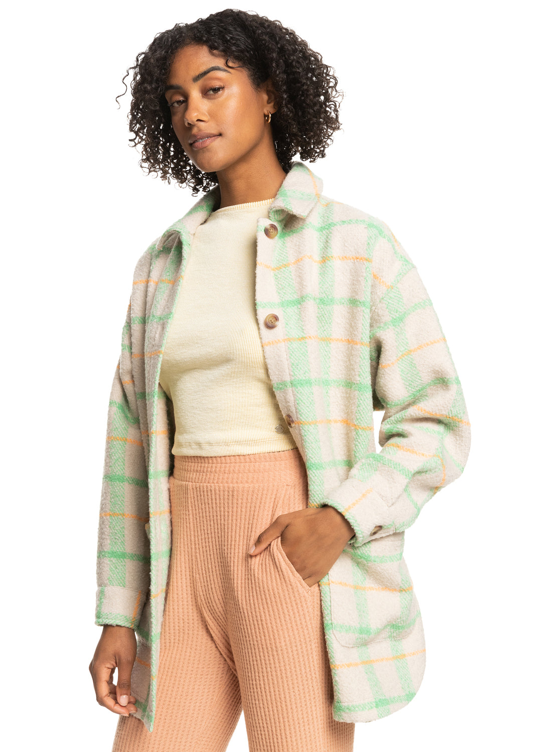 Roxy Womens Check It Out Oversized Overshirt
