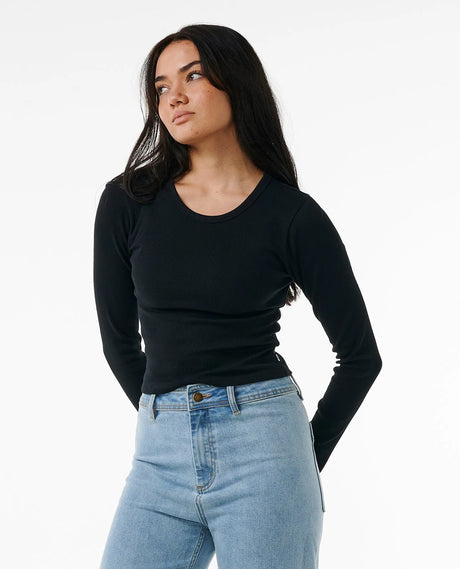 Rip Curl Womens Classic Ribbed Long Sleeve Tee
