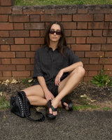 Afends Womens Dusk Seersucker Boxer Short