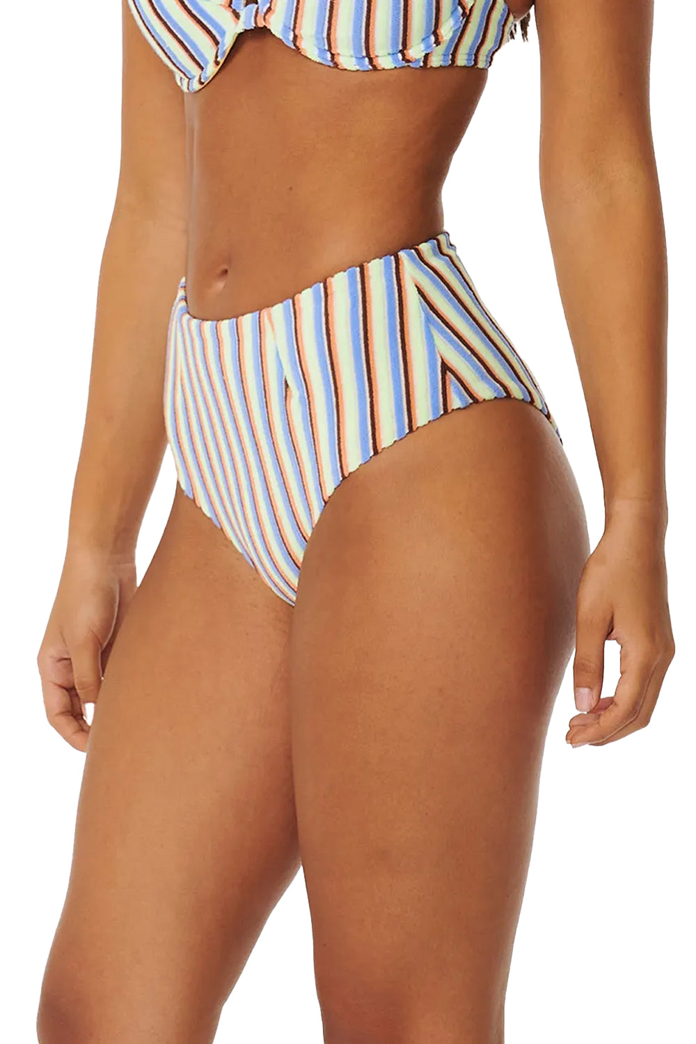 Rip Curl Tropics Stripe High Waist Cheeky Coverage Bikini Bottoms