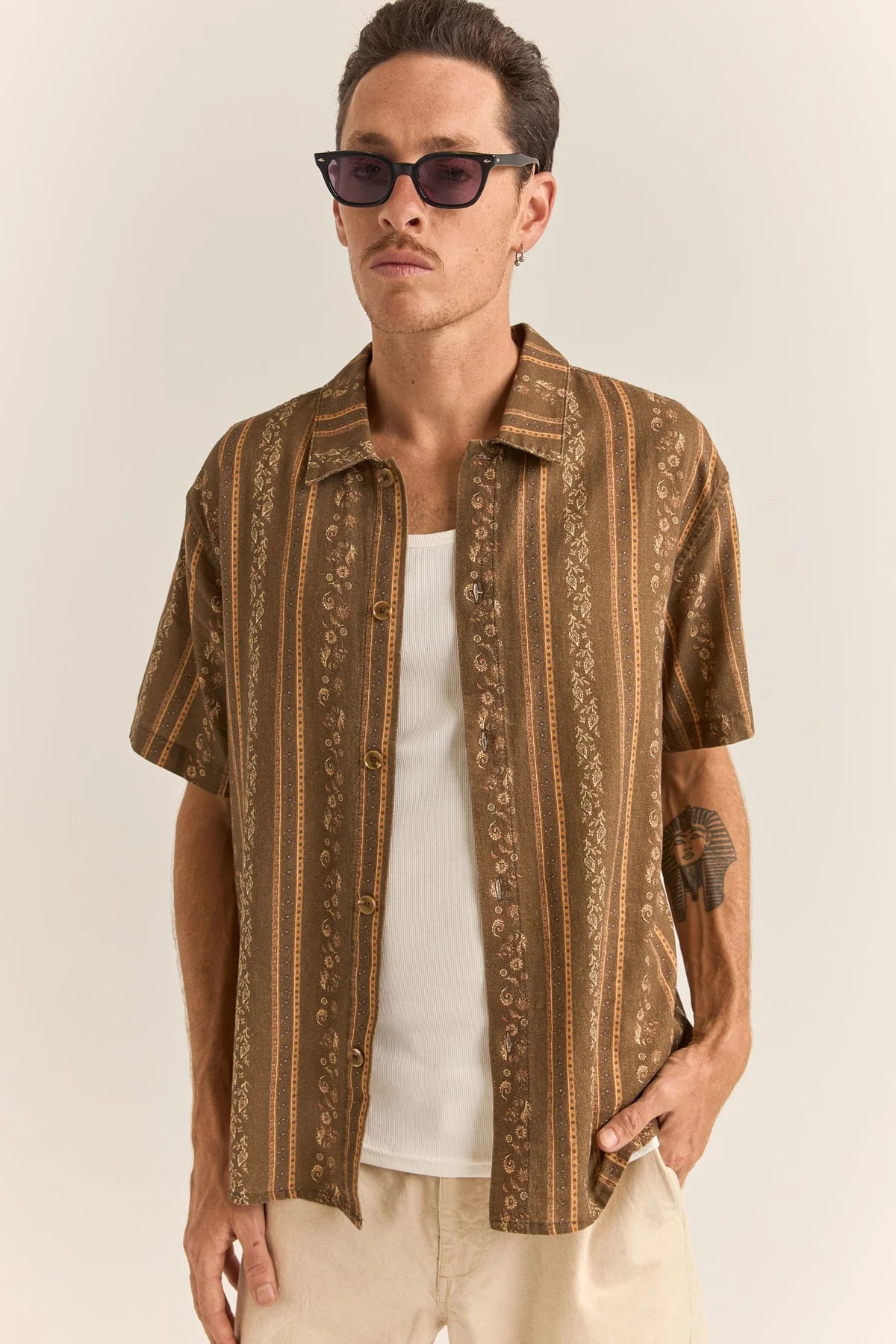 Rhythm Mens Paisley Stripe S/S Shirt