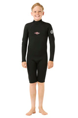 Rip Curl Boys Dawn Patrol Long Sleeve 2mm Back Zip Spring Suit Wetsuit - Black