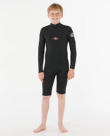 Rip Curl Boys Dawn Patrol Long Sleeve 2mm Back Zip Spring Suit Wetsuit - Black