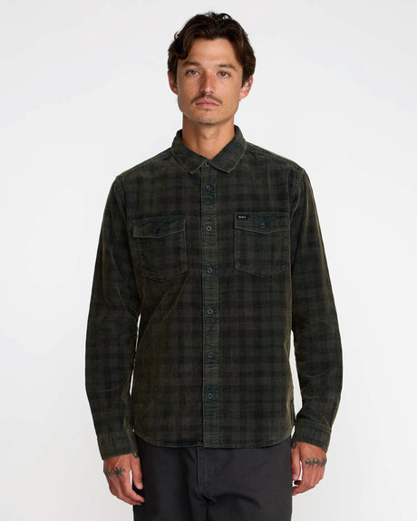 RVCA Mens Artifice Cord Long Sleeve Shirt