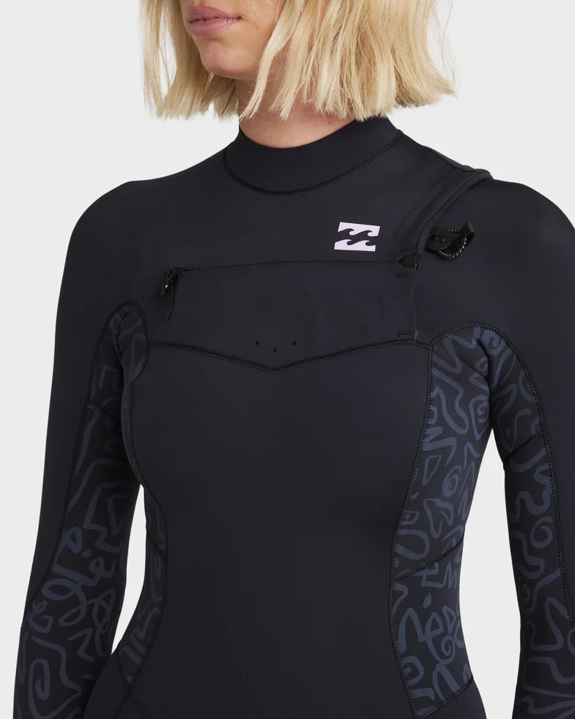 Billabong Womens 3/2mm Synergy Natural Chest Zip Steamer Wetsuit