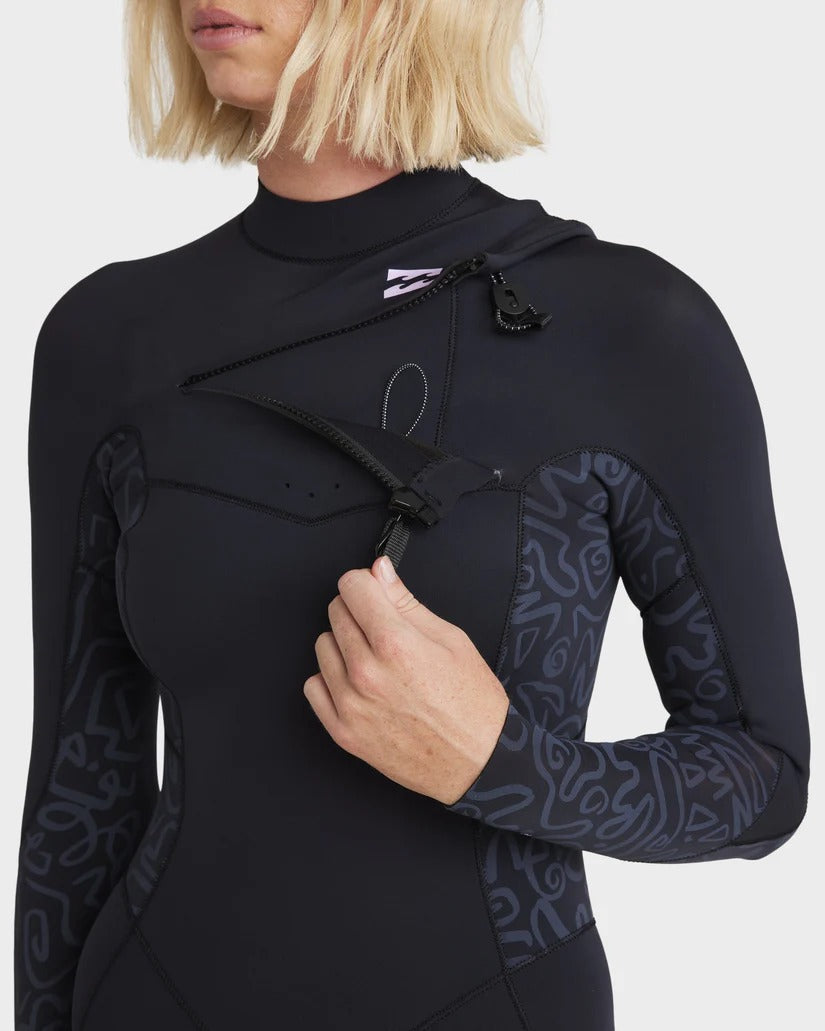 Billabong Womens 3/2mm Synergy Natural Chest Zip Steamer Wetsuit
