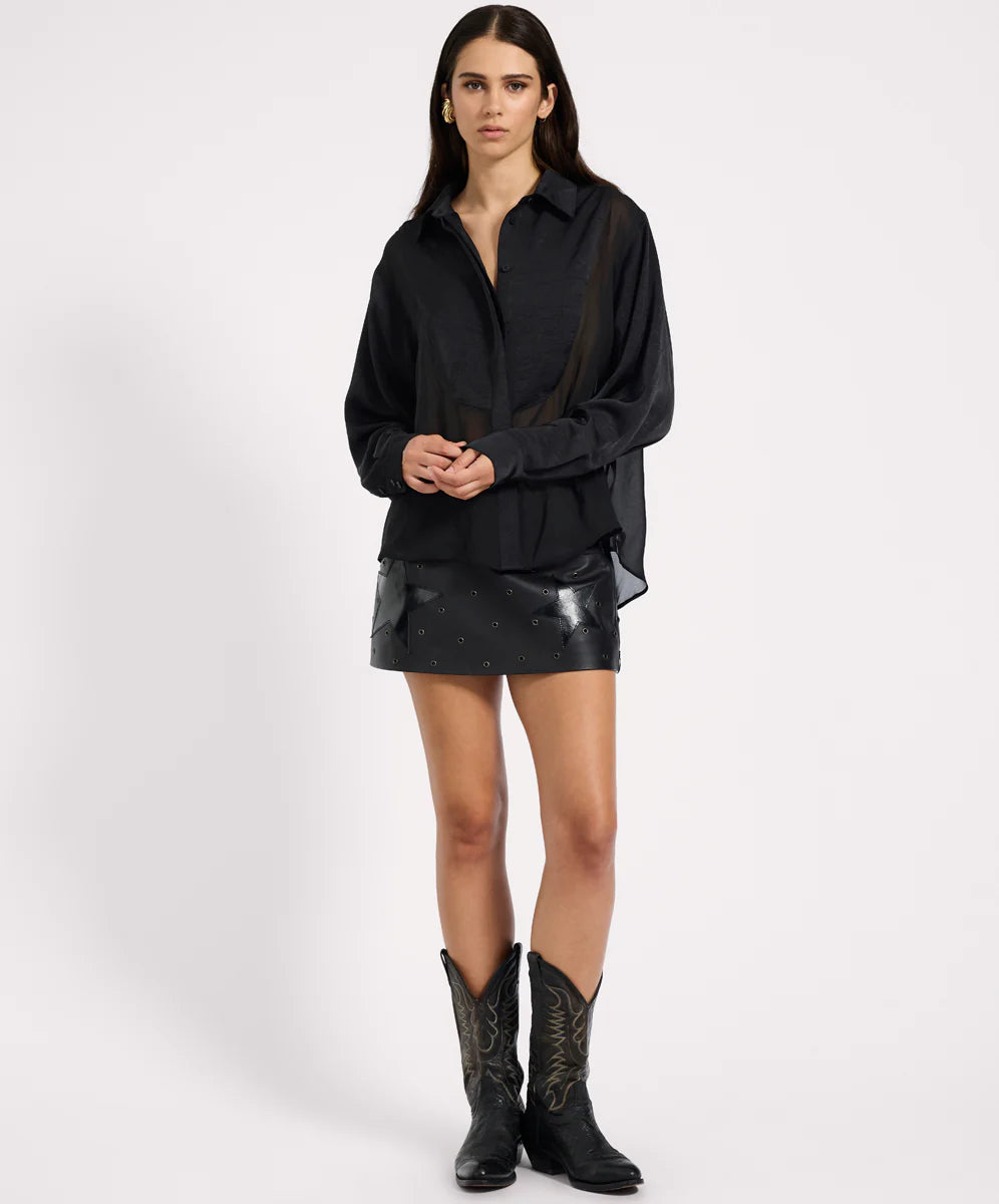 One Teaspoon Sheer Panel Tuxedo Shirt