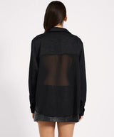 One Teaspoon Sheer Panel Tuxedo Shirt