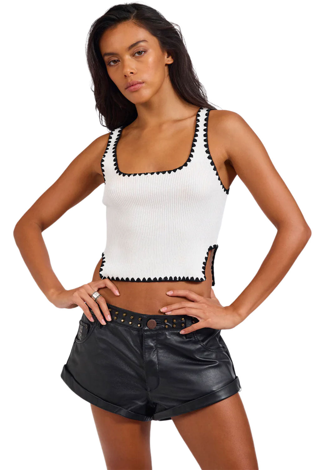 One Teaspoon Knitted Scallop Tank Top