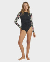 ROXY Women Windswept Floral Full Zip Long Sleeve Rash Vest