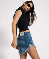 One Teaspoon Outlaws Low Waist Mid Length Denim Shorts