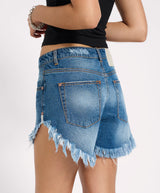 One Teaspoon Outlaws Low Waist Mid Length Denim Shorts