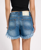 One Teaspoon Outlaws Low Waist Mid Length Denim Shorts