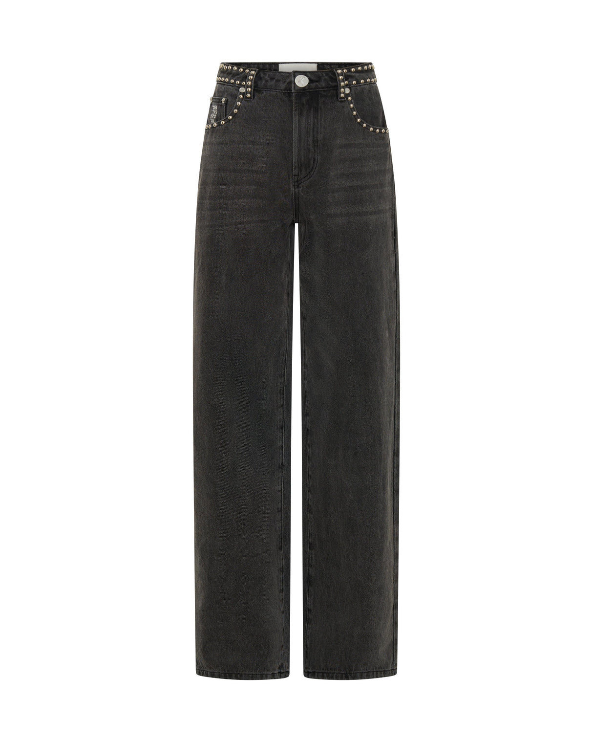 One Teaspoon Jackson Mid Waist Wide Leg Studded Denim Jeans