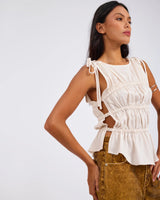 One Teaspoon Evelyn Gathered Ruched Tie Top