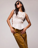 One Teaspoon Evelyn Gathered Ruched Tie Top