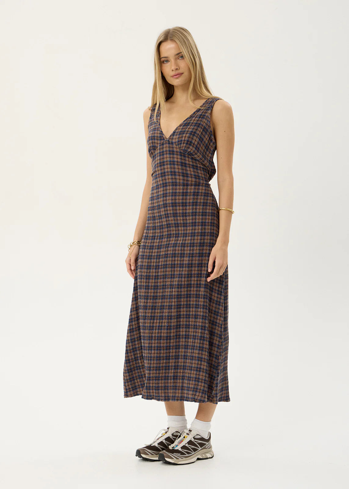 Afends Tully Seersucker Maxi Dress