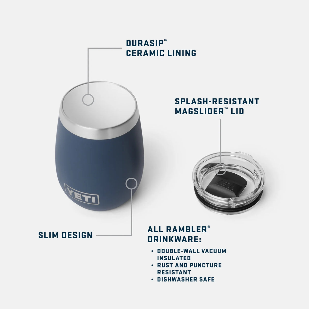 YETI Rambler 10oz Ceramic Lined Wine Tumbler w/Mag Slider Lid