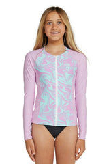 O'Neill Girl's Bahia Long Sleeve Zip Through Rash Vest