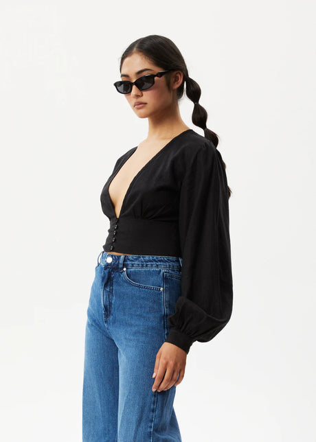 Afends Women's Lilo Hemp Button Up Top