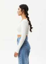 Afends Womens Milla Hemp Ribbed L/S Cropped Top