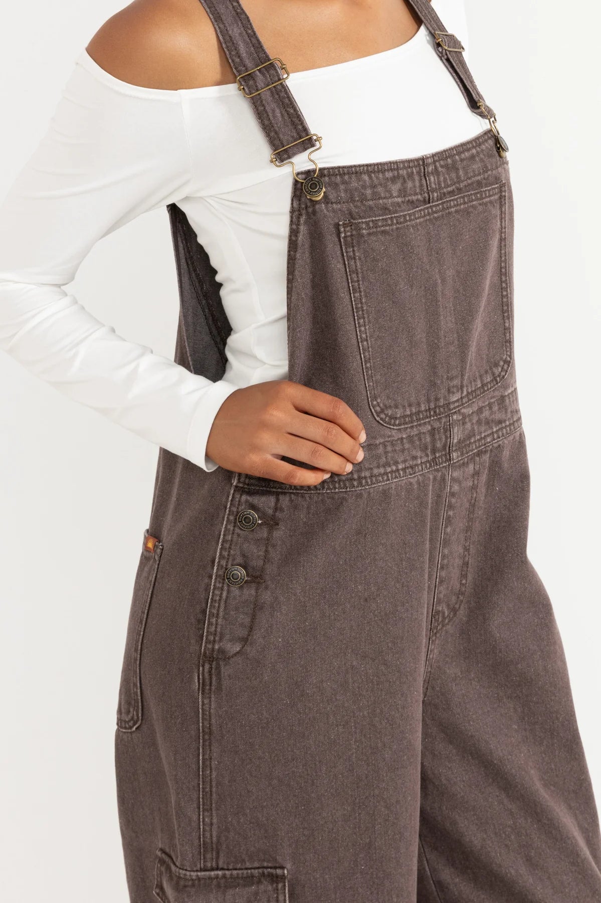 Rhythm Womens Charlie Wide Leg Cargo Overalls