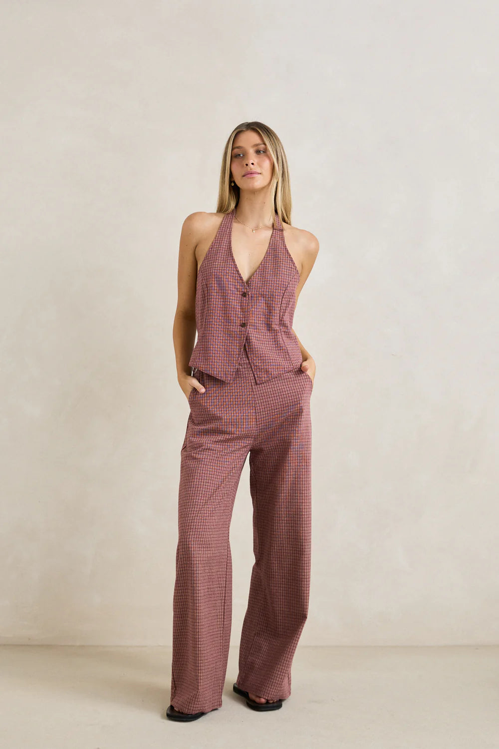 Rhythm Lucy Check Halter Vest