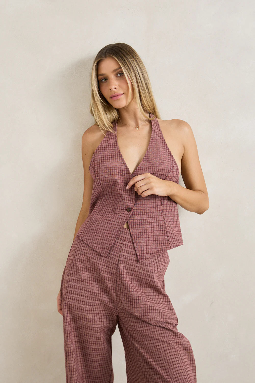 Rhythm Lucy Check Halter Vest