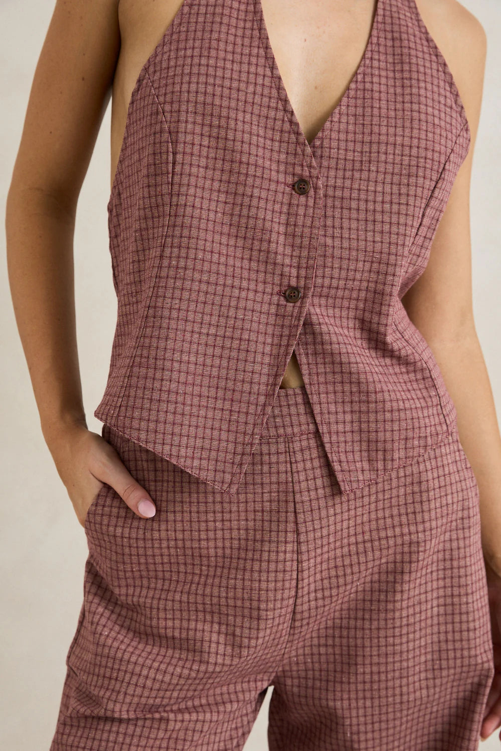 Rhythm Lucy Check Halter Vest